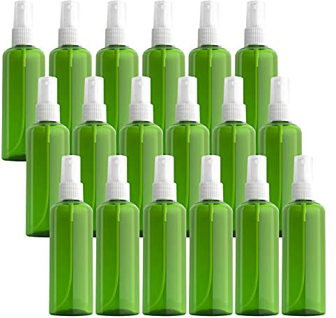 ZEOABSY 24 Stück Leer Kunststoff 100ml Grün Sprühflasche Klein mit Transparent Feinen Nebel Sprühpumpe, Zerstäuber Pumpflasche Parfumzerstäuber Reiseflaschen Set für Wasser Alkohol