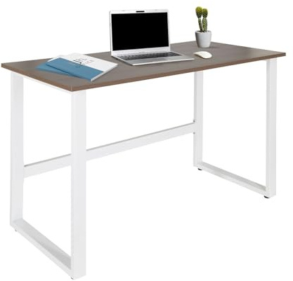 hjh OFFICE 830078 Bureau 120x60cm WORKSPACE Light I Noyer/Blanc Bureau d’Ordinateur étroit avec Structure en Acier