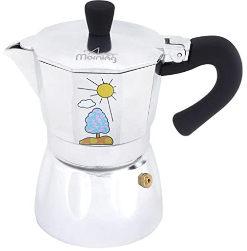 Any Morning Stove Top Coffee Maker - Aluminium Moka Pot 3 Cup, Portable Italian Style Espresso Makers, Mini Percolator Coffee Pots For Gas Hob, Moka Pot for Mocha Cappuccinos, Lattes 4 Oz (120 Ml)