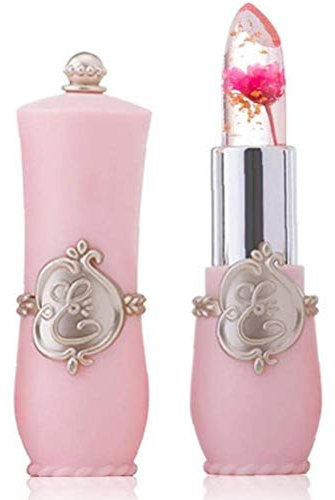 Transparenter Farbwechsel-Lippenbalsam - Gelee-Lippenstift mit Blume - Langlebiger Lippenbalsam mit Wechsel - Farbwechsel-Lippenstift - Befeuchtende Transparente Kristallgelee-Blume (Pulvertube-02#