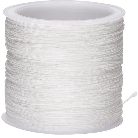 G2PLUS 0.8mm White Nylon Satin Braided Cord, 100m Roman Blind Jewelry Making Cord for Necklace, Bracelets and Beading