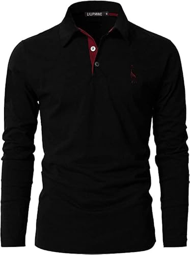 LIUPMWE Mens Polo Long Sleeve Shirt Cotton Golf Giraffe Tennis T-Shirt Tops