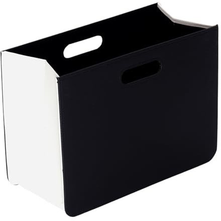 CREEDWOOD ZEITUNGSKORB Business | Kunstleder, schwarz weiß, 40,5 cm | Faltbarer Magazinhalter, Zeitungssammler, Zeitungsständer, Zeitungsbox, Zeitschriftenhalter