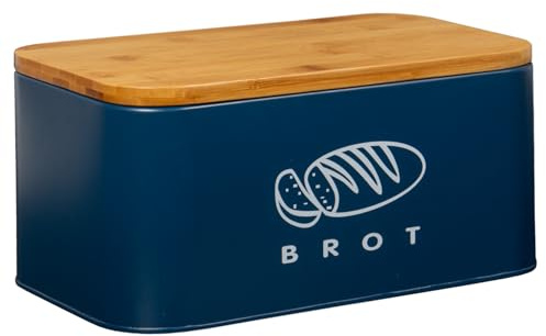 Theo&Cleo Boîtes à pain avec couvercle, bambou écologique, peut être utilisée comme planche à découper, boîte à pain rétro spacieuse, en métal, pour conserver le pain longtemps et garder au frais 30