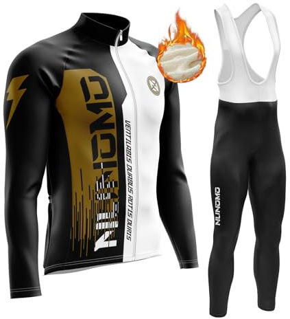 Herren Radsportanzüge mit Thermofleecefutter Langarmtrikot Winter Radtrikot Set Radfahren Kleidung Langärmeliges Fahrradtrikot Fahrradhose mit Gel Pad9D Sitzpolster (Type-7,L)