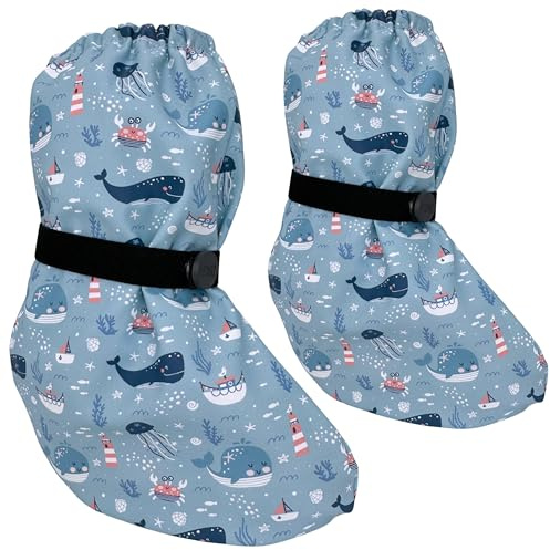 HECKBO Baby Regenfüßlinge mit Vlies – wasserdichte Regen Schuhüberzieher 3–24 Monate – Überziehschuhe für Baby Schuhe und Krabbelschuhe