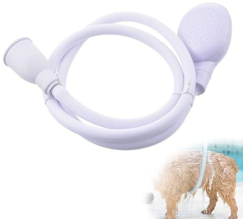 Tubo Flessibile per Doccia Portatile per Animali Domestici, Spray dal Rubinetto, Accessori per la Doccia (Bianco)