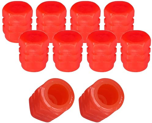 cyclingcolors 10x Tapas Tapones de Válvula Fosforescente Luminoso de Rueda Neumáticos Coche Moto Bicicleta Schrader, Rojo