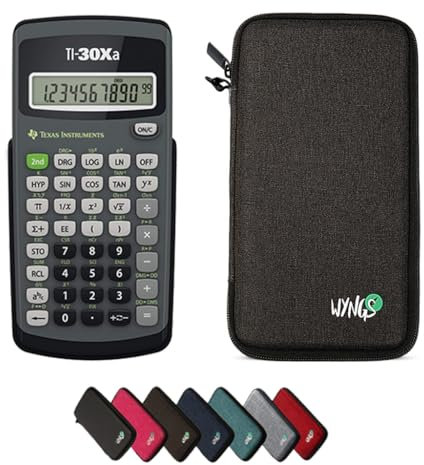 TI-30Xa inkl. WYNGS Schutztasche Dunkelgrau - Wissenschaftlicher Taschenrechner - Basic Set