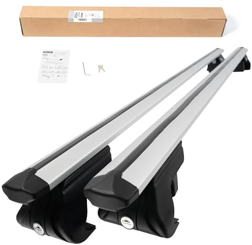DGH SYSTEM Easy Line Classic 120 cm Kompletter Aluminium-Dachträger Relingträger kompatibel mit SEAT Arona SUV 2017- mit offener Dachreling, abschließbar, Nutzlast 90 kg