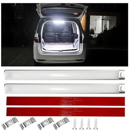 CGEAMDY 2 Stücke LED Auto Innenraum Lichtleiste Mit EIN/Aus-Schalter, Kofferraum-Lichtleiste (168 Perlen)