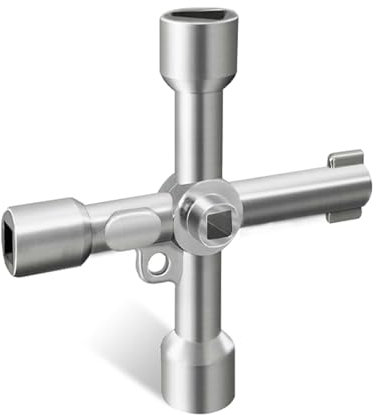 DHWEKU Chiave Multifunzionale a 4 Vie, Chiave Master, Chiave Multifunzionale, Chiave Universale - Con 4 Contorni, Per Contatore Del Gas Elettrico, Armadio, Radiatore (Argento)