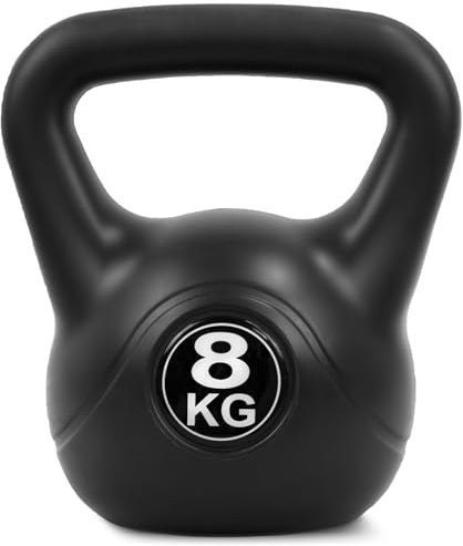 4FIZJO Kettlebell bituminös, 8 kg, Schwunghantel für Fitness, Kraft und Ausdauertraining, Kugelgewicht, Rundgewichte für Zuhause, Fitnessstudio, Gewichte Bodenschonende - Kugelhantel, Farbe: Schwarz