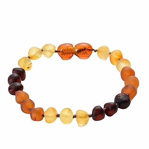 Tolldek 8mm Bernstein Armband, Damen & Herren Armband, Echten Natursteinen Surfer-Armband Pärchen - Geschenk für Männer, 15CM, Orange