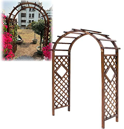 Arche de rosier en bois pour plantes grimpantes, pergola de jardin résistante aux intempéries avec structure robuste, arche décorative pour jardin, 208 x 50 x 261 cm