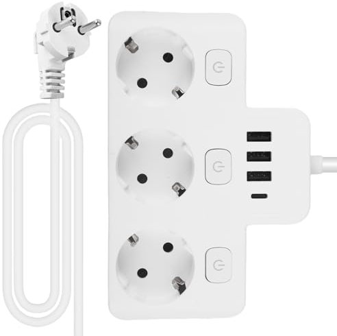 GOMETY Steckdosenleiste Mit USB: 2-Fach Platzsparend Steckdosenleiste, Kindersicher Küchen Und Büro Adapter, Weiß