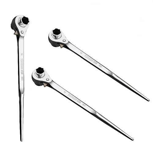 HJYDGJ Set di 2 chiavi a cricchetto reversibili da 19/22 mm per costruzione di ponteggi, chiave a cricchetto a cricchetto a destra e sinistra doppia esagonale, chiave a cricchetto poligonale