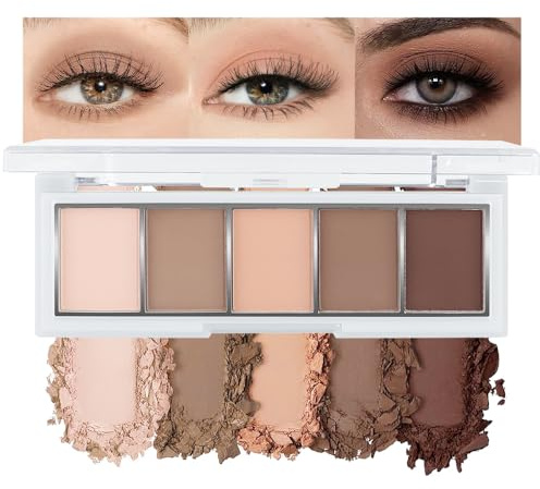 Yamobi Nude-Braun-Lidschatten-Palette,5 FarbenLidschatten Palette, Kühl Getönte Nude-Taupe-Lidschatten Eyeshadow Palette,Mini Make-up für Alltagslooks Smokey Eyes
