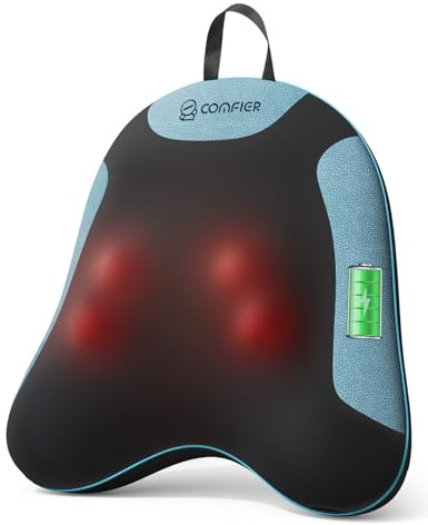 COMFIER Massaggiatore Wireless Schiena e Collo con Funzione Riscaldante, Cuscino Massaggiatore Shiatsu per Alleviare il Dolore al Collo e alle Spalle, Massaggio per la Zona Lombare, Regalo Donna