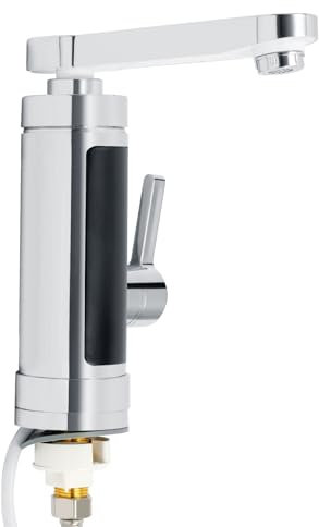 Chauffe-eau instantané - Robinet électrique à chauffage rapide - En acier inoxydable - Avec affichage de la température LED - Petit chauffe-eau instantané rotatif à 360° - Pour cuisine, jardin, salle