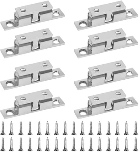 Set di 8 chiusure a scatto per mobili, con chiusura push to open, apriporta per armadi, cassetti e porte, con viti, adatto per tutti i mobili