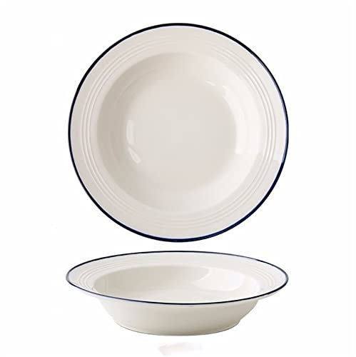 CYairong-22 Piatti Due Piatti for Cappelli Piatto Semplice Piatto Fondo in Ceramica Piatto da Insalata Piatto da Pranzo Cucina di casa Ristorante Piatto Circolare Bianco Piatti da Dessert