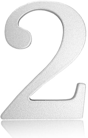 Self Adhesive House Numbers Stickers 2 Inch Modern Metal Stainless Steel Door Number 5cm Black/Gold/Silver Address Mailbox Sign, for Wall Decor Hotel Apartment Home Room Office Cafe Garden(Silver 2)