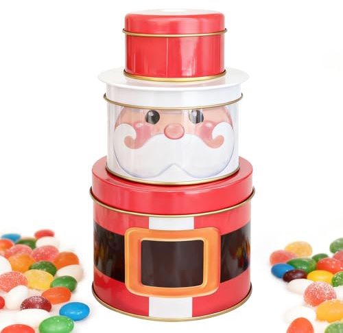 UIKTSSL Scatole impilabili di Babbo Natale, confezione regalo, impilabili, scatole regalo per feste, possono essere posizionate biscotti, caramelle o come (1, Babbo Natale)