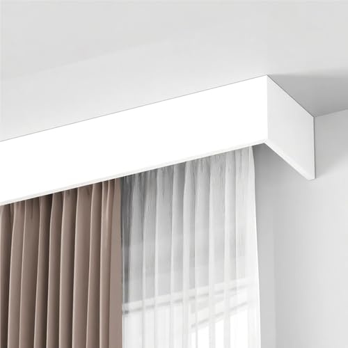 Generisch Vorhangbox Mit Doppelte Vorhangschiene Aluminium, Decken- oder Wandmontage, Schiebevorhang-Abdeckkasten/Gesimsbretter, Vorhangstangen-Abdeckkastenrahmen(160cm/5.2ft (2 * 80cm))