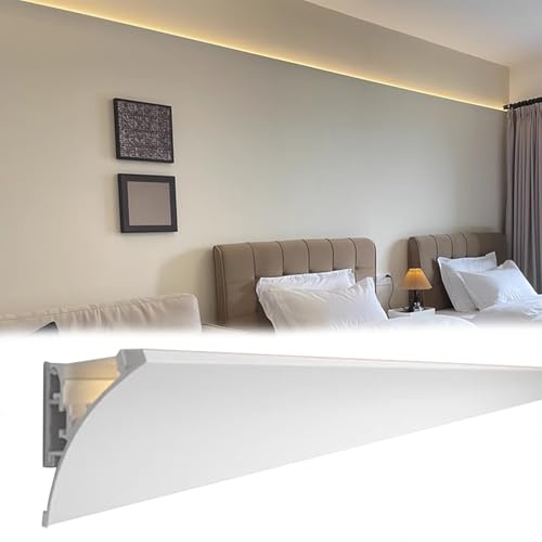 LED Profile Light Diffuser for Wall and Ceiling, Surface-mounted Plaster Trim Edge, Ideal for Decorative Theater and Home Indirect Lighting
