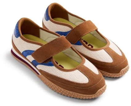 Gioseppo NIONBE - Bailarinas Deportivas con Lino y Piel Serraje, Contraste de Colores, Plantilla Acolchada Extraíble, Suela Flexible, Color Beig, Talla 37