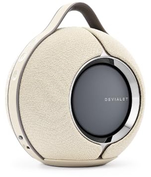 Devialet Mania Portable Smart Speaker (Sandstorm) - Compact Design, IPX4 Splash-Resistant, 10 Hours Playtime, Alexa Voice Control, Deep Bass, Smooth Connectivity