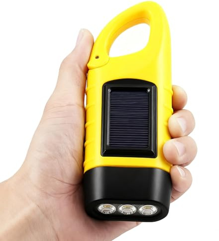 SJACXANM Torcia LED Potente, Torcia LED Portatile Ricaricabile con Batteria Solare, Torcia Professionale con Manovella Moschettone per Campeggio Ciclismo Trekking Caccia Attività all'Aperta