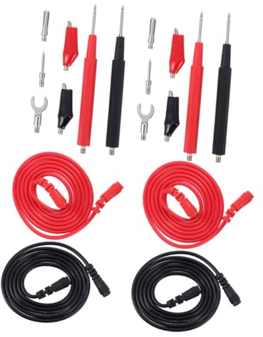 TEHAUX Combination Test Cable Multimeter Test Leads 2 Sets with Burn Resistant Pvc and Lightweight Copper Material for Electrical Testing and Measurement