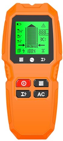 Rilevatore Tubi, Scanner da parete 7 in 1 con display LCD, scanner da parete elettrico for legno, metallo magnetico, ricerca cavi CA(Oranje)