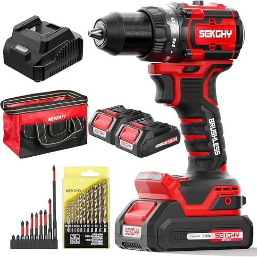 20V Cordless Drill Driver Kit with 2 Batteries - 70Nm High Torque Power Tool, 26-Piece Accessory Set & Fast Charger, LED Work Light for Wood, Metal and Masonry Drilling