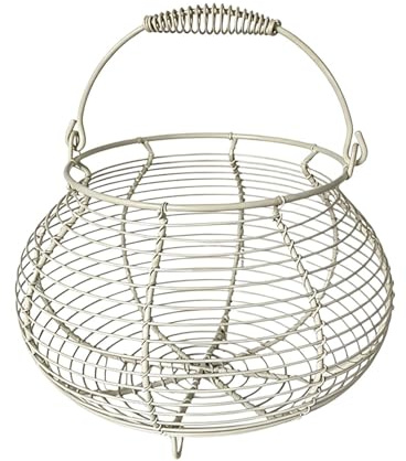 Eierkorb – 20 X 15 Cm Runder Hühnerkorb Aus Draht | Theken-Eierhalter | Rustikale Dekorative Eieraufbewahrung Im Bauernhaus | Für Küchenpicknick Vintage Bauernhaus Ernte Ostern Weihnachten obsts