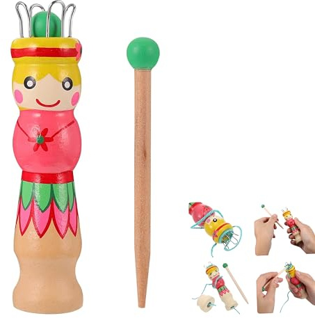 Wooden French Knitting Doll Kit, Knitting Dolly with Needle for Beginners | Smooth colourful knitting Nancy, wooden French knitting spool for easy cord making, bracelets, headbands & small DIY crafts
