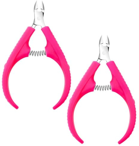 Alicate para Cutículas de Uñas de Acero Inoxidable Mango Plástico | 2 Piezas, Antideslizante para Manicura, Acceso a Ranuras, Recorte Preciso y Limpieza de Bordes