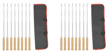 Juego de 2 pinchos de metal para asar a la parrilla, barbacoas, barbacoas, pollo, gambas