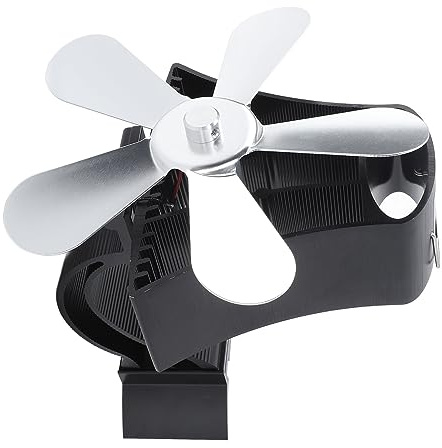 Aoaoy Ventilatore per forno a legna a caldo, ventilatore magnetico da parete, funzionamento silenzioso, 5 ali, bruciatore a legna a legna (argento)