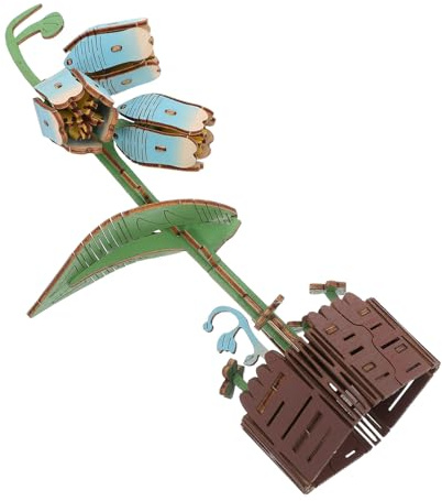 KICHOUSE Kit de Flores para Armar 3D de Madera Rompecabezas de Lirio sin Pegamento Bloques Apilables Naturales para Decoración del Hogar y Obsequio Creativo Adultos