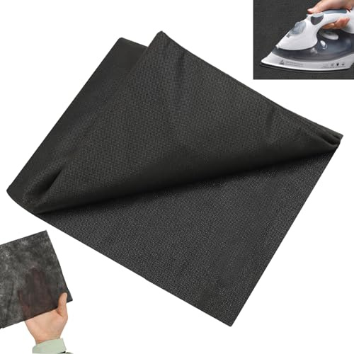 KASURE Bügelvlies Stoff 400 x 100 cm, Schwarz aufbügelbare Vlies Einlagestoff, 30g/m² Vlieseline zum Aufbügeln, Vliesstoff Leichtes Einlagestoff für Bügelfalten Nähhandwerk Basteln Heimwerken