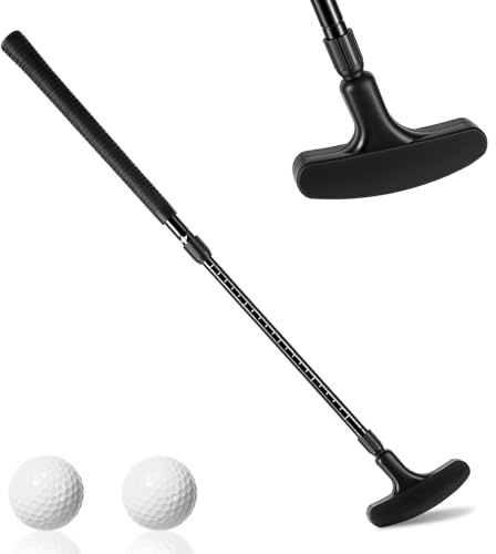 Putter de Golf rétractable pour débutants et Enfants, Mini Golf Indoor | Tapis de putting golf pour maison, gaucher/droitier, avec 2 balles pour hommes, femmes, juniors et adultes