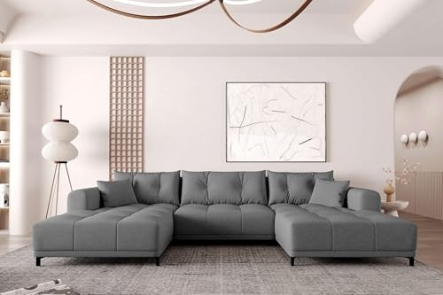 99rooms Massimo Wohnlandschaft Polsterecke Couchgarnitur Strukturstoff Neve Anthrazit mit Schlaffunktion