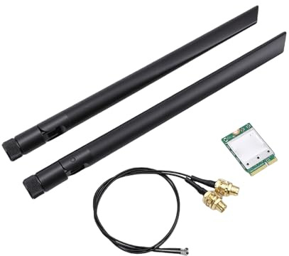 Jectse Tarjeta de Red WiFi 7 M.2, Triple Banda 2,4 GHz 5 GHz 6 5,8 Gbps Adaptador de Red Inalámbrico con Antenas Duales Soporte 4K QAM, para Portátiles Wins 11