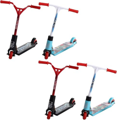 Cawhui Finger Scooter 4PCS Tech Deck Scooter Plastica Carino Mini Due Ruote Teck Deck Finger Skateboards per Bomboniere / Finger Training Sport/Interactive Novità Party Regali di Compleanno/Finger