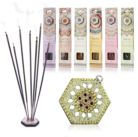 Nordstern Lot de 6 paquets de 240 bâtonnets d'encens spirituels pour la méditation - 6 x 53 g avec support - 6 parfums