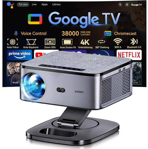 Beamer 4K【1500 ANSI & Google TV/Autofokus】 Full HD 1080P 38000 Lumen