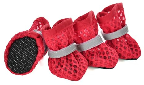 AFDHVTKLDR Hundeschuhe Sommer-Hundeschuhe for kleine mittelgroße Hunde, Katzen, Outdoor, reflektierend, atmungsaktiv, Welpenstiefel, Chihuahua-Bulldog-Zubehör(XXS)